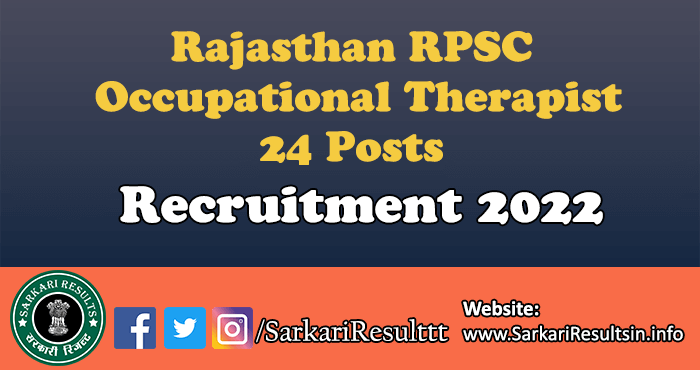Rajasthan RPSC Occupational Therapist Recruitment 2022