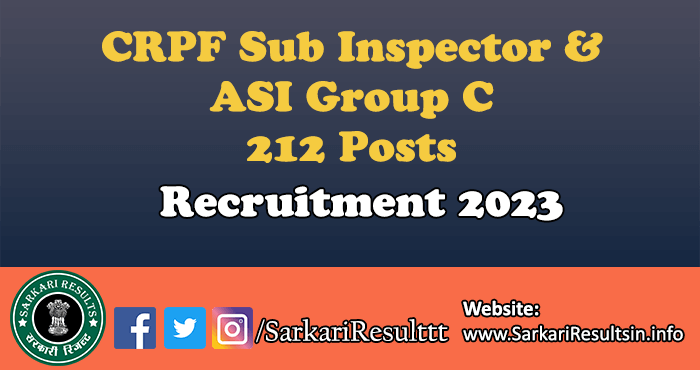 CRPF Sub Inspector & ASI Recruitment 2023