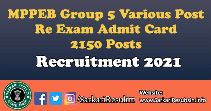 MPPEB Group 5 Various Post Re Exam Result 2022