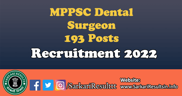 MPPSC Dental Surgeon Recruitment 2022