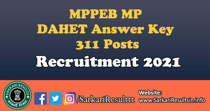 MPPEB MP DAHET Answer Key 2021.