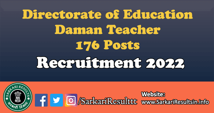 Directorate of Education Daman Teacher Recruitment 2022