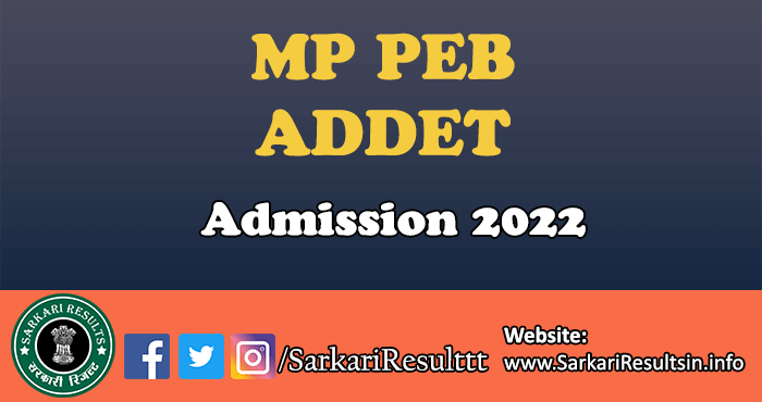 MP PEB ADDET Admission Test Result 2022