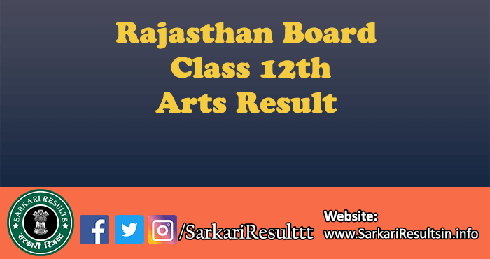 Rajasthan Board Class 12th Arts Result 2022