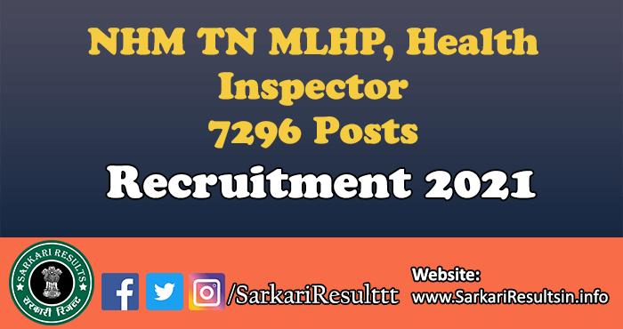 NHM TN MLHP, Health Inspector Recruitment 2021