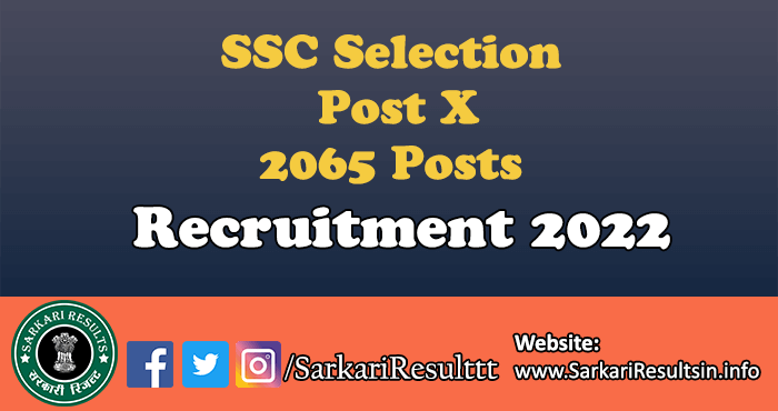 SSC Selection Post X Recruitment 2022