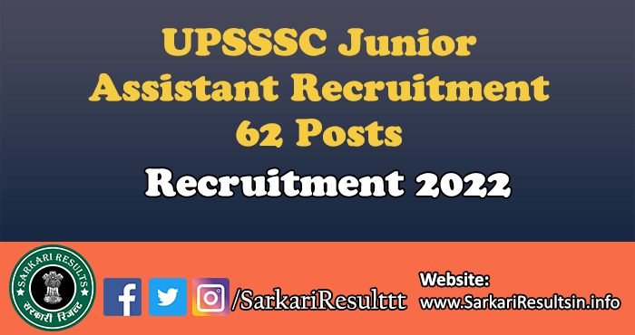 UPSSSC Junior Assistant Recruitment 2022