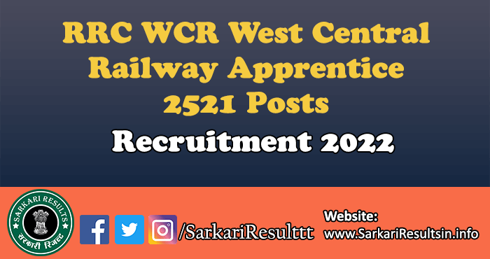 RRC WCR Apprentice Recruitment 2022