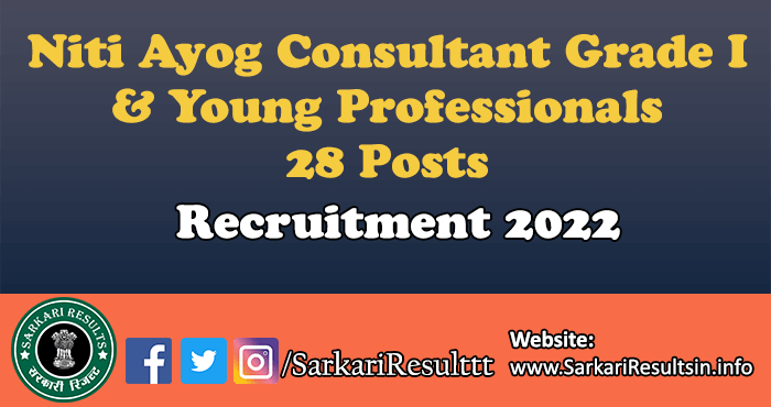 Niti Ayog Consultant Grade I Recruitment 2022