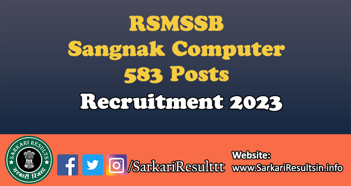 RSMSSB Sangnak Computer Recruitment 2023