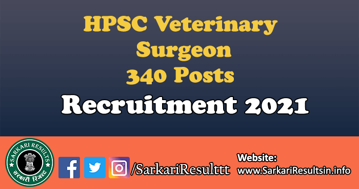 HPSC Veterinary Surgeon Recruitment 2021