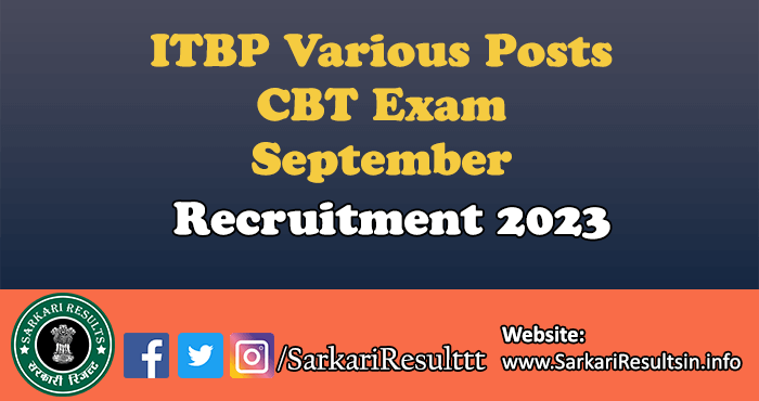 ITBP Various Posts CBT Exam Admit Card 2023