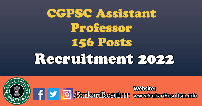 CGPSC Assistant Professor Recruitment 2022