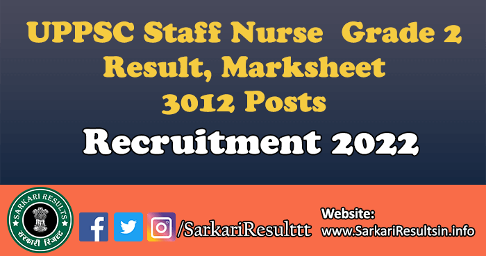 UPPSC Staff Nurse  Grade 2 Result, Marksheet 2022