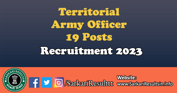 Territorial Army Officer Recruitment 2023