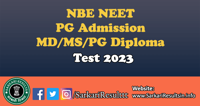 NBE NEET PG Admission Form 2023
