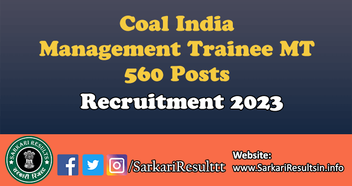 Coal India Management Trainee Recruitment 2023