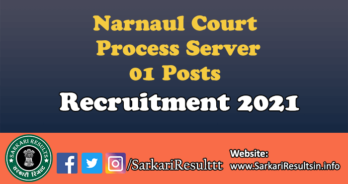 Narnaul Court Process Server Recruitment 2021