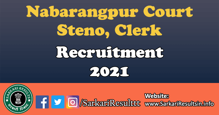 Nabarangpur Court Steno Clerk Recruitment 2021