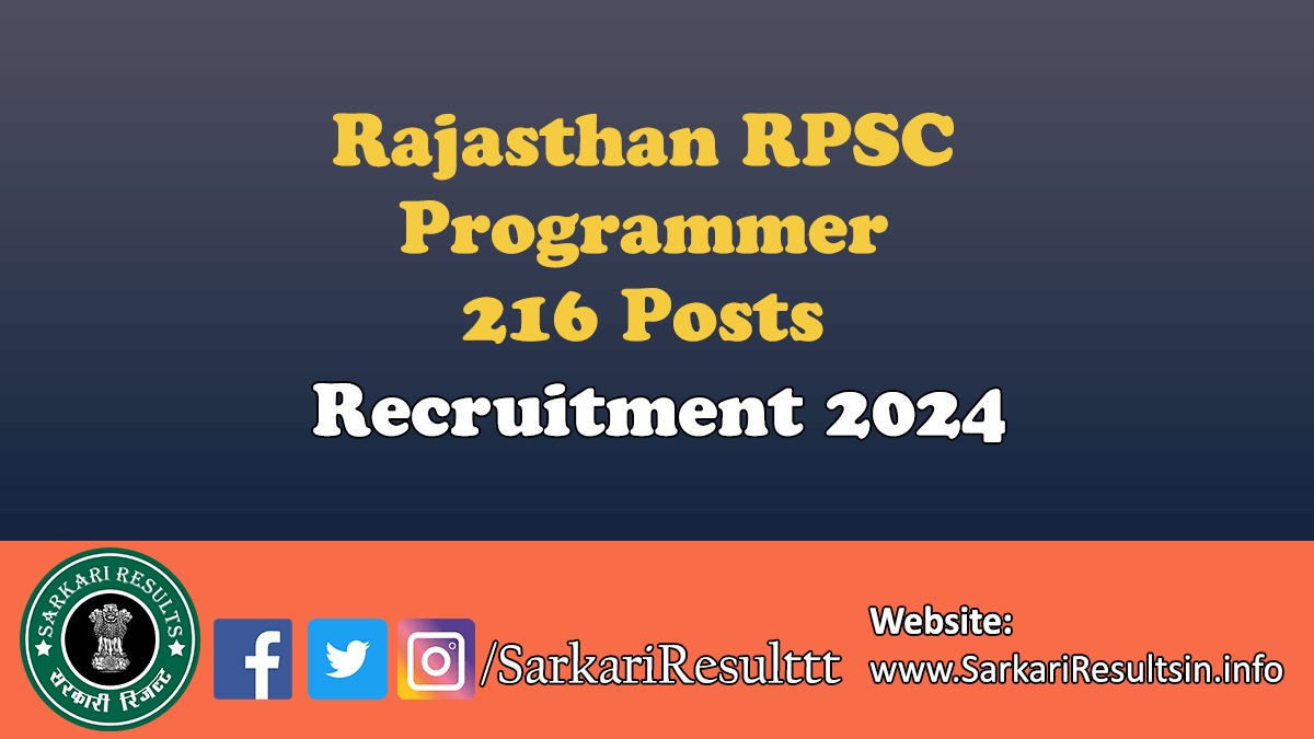 RPSC Programmer Recruitment 2024