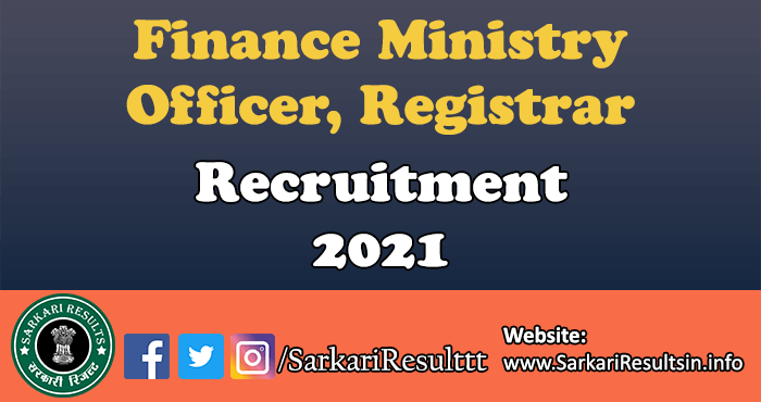 Finance Ministry Recruitment 2021