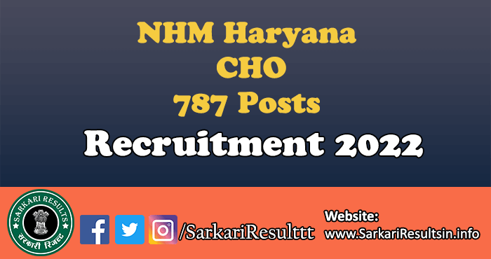 NHM Haryana CHO Recruitment 2022