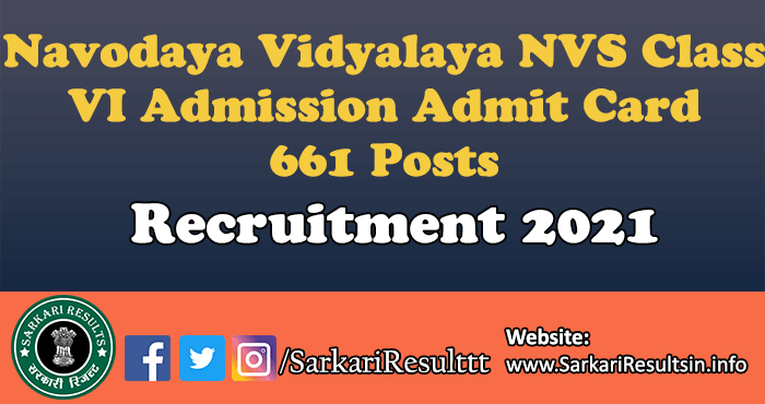 NVS Class VI Admission Result 2022