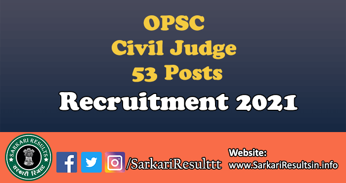 OPSC Civil Judge Recruitment 2021