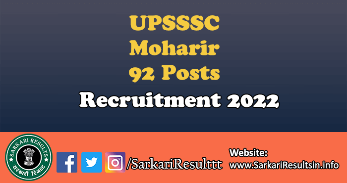 UPSSSC Moharir Recruitment 2022