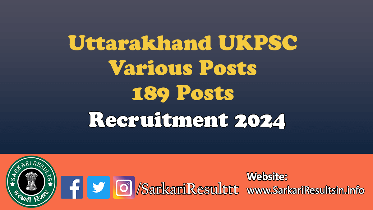 UKPSC Various Post Pre Exam Recruitment 2024