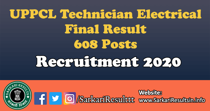 UPPCL Technician Electrical Final Result 2021