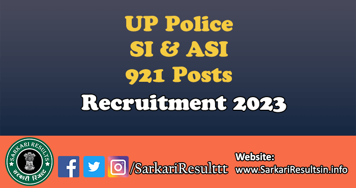 UP Police SI ASI Recruitment 2023
