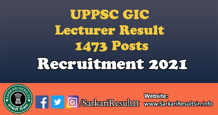 UPPSC GIC Lecturer Final Result 2022