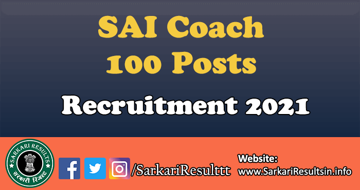 SAI Coach Recruitment 2021