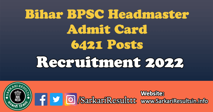 Bihar BPSC Headmaster Result 2022
