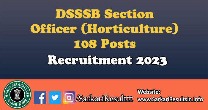 DSSSB Section Officer Recruitment 2023
