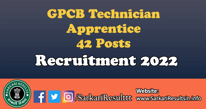 GPCB Technician Apprentice Recruitment 2022