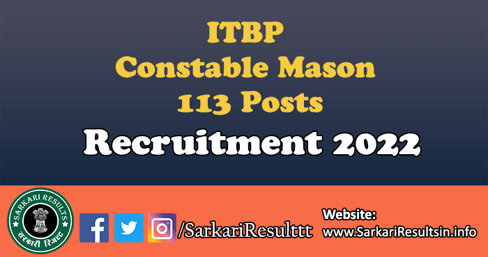 ITBP Constable Mason Recruitment 2022