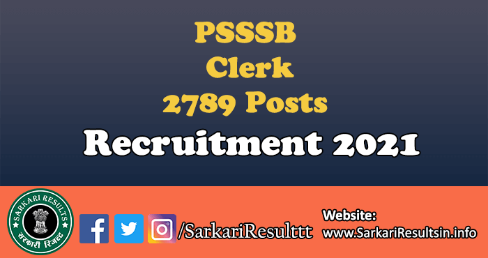 PSSSB Clerk Recruitment 2021