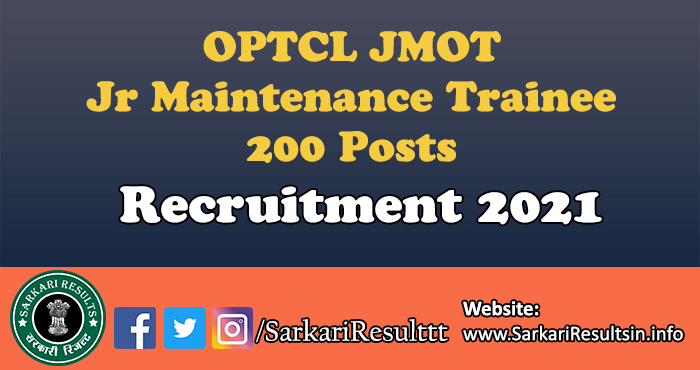 OPTCL JMOT Jr Maintenance Trainee Recruitment 2021