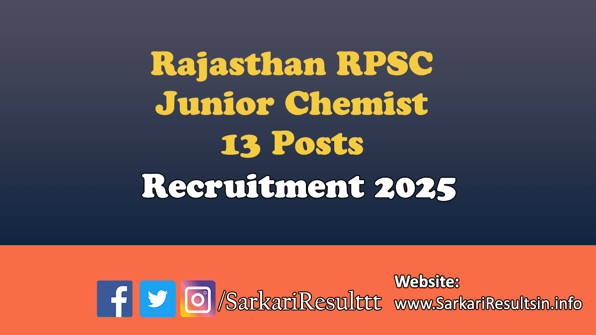 RPSC Junior Chemist Recruitment 2025