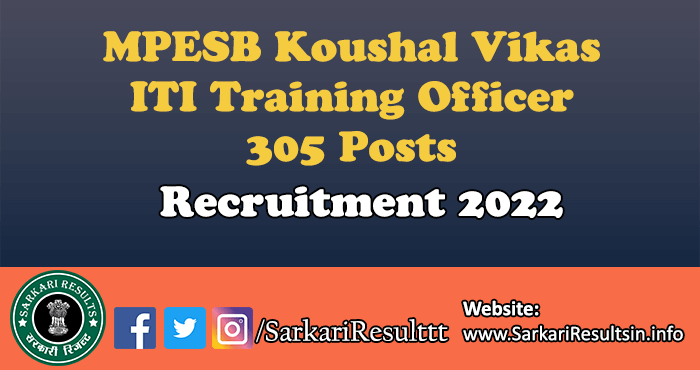 MPESB Koushal Vikas ITI Training Officer Admit Card 2022