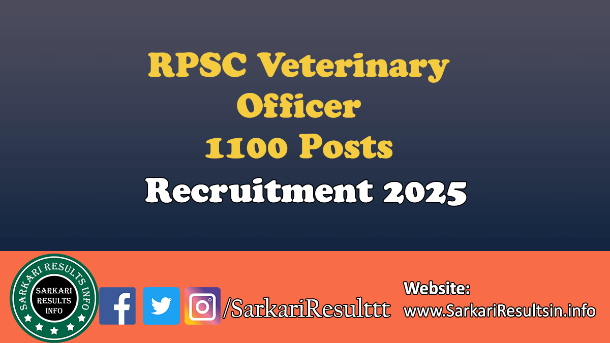RPSC Veterinary Officer Recruitment 2025
