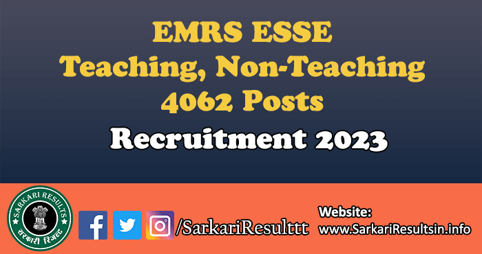 EMRS ESSE Non-Teaching Recruitment 2023