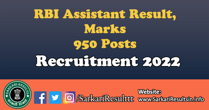 RBI Assistant Result, Marks 2022