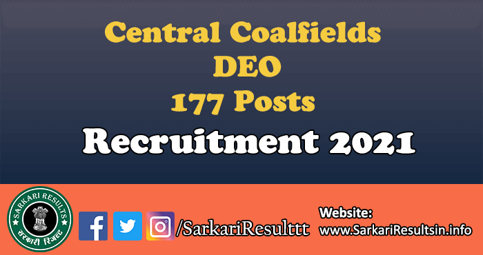 Central Coalfields DEO Recruitment 2021