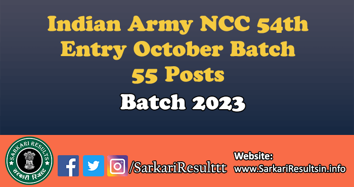 Indian Army NCC 54th Entry Online Form 2023