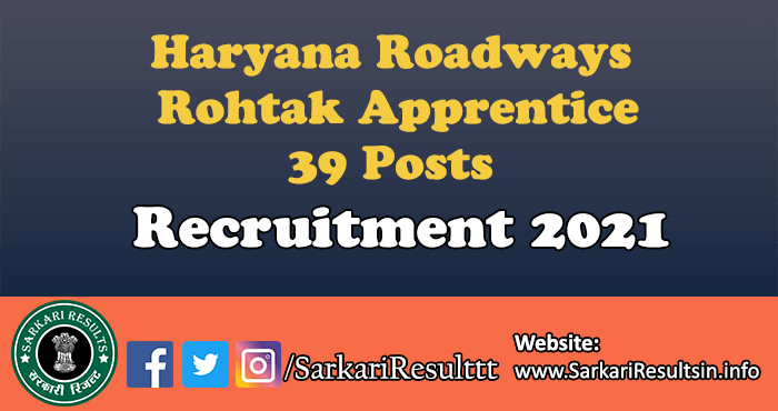 Haryana Roadways Rohtak Apprentice Recruitment 2021