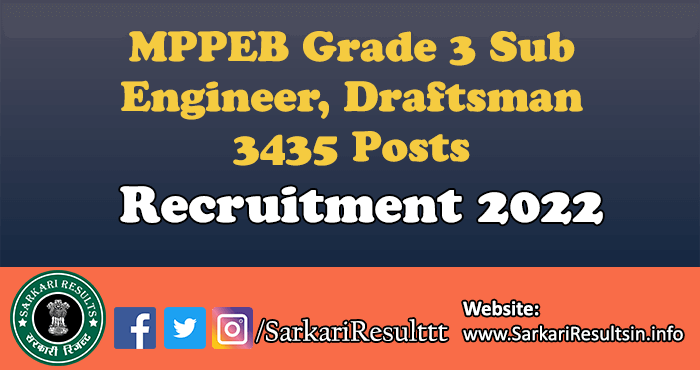 MPPEB Grade 3 Sub Engineer, Draftsman Recruitment 2022