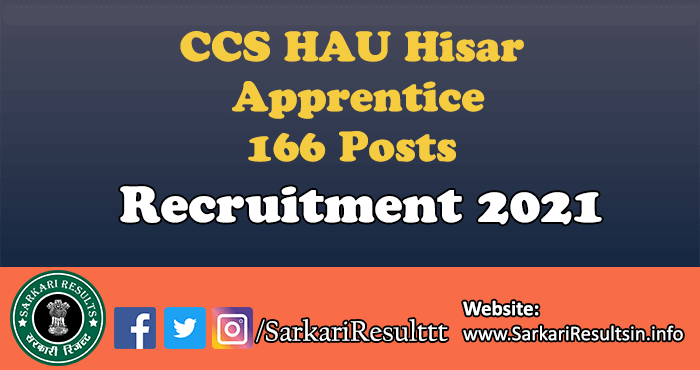 CCS HAU Hisar Apprentice Recruitment 2021